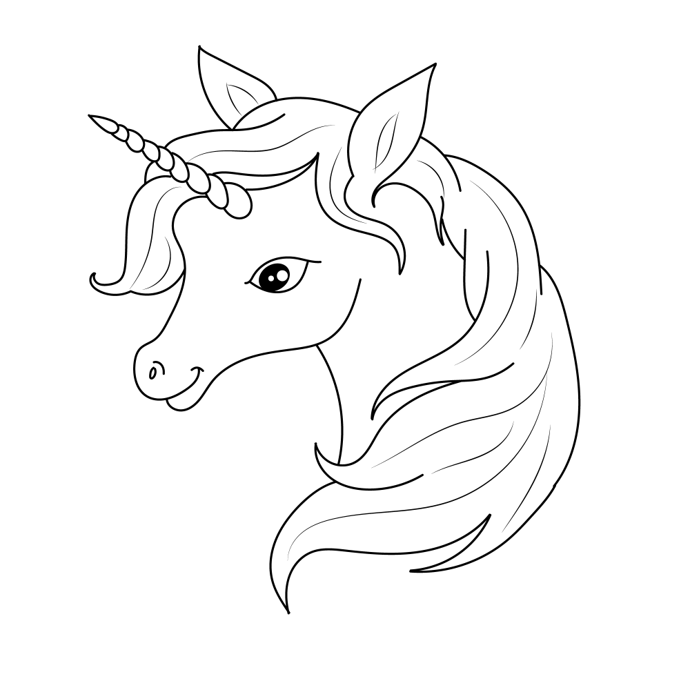 Cute unicorn head coloring