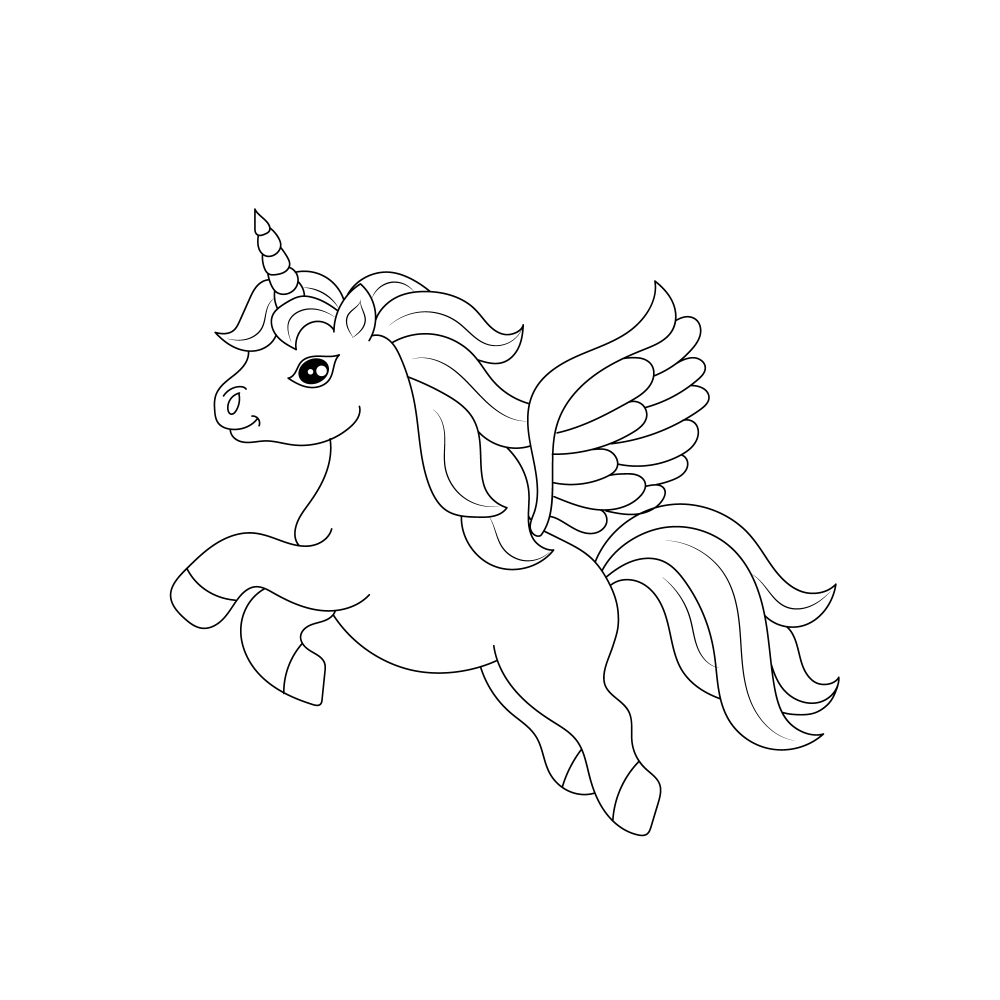 Line art unicorn coloring 1