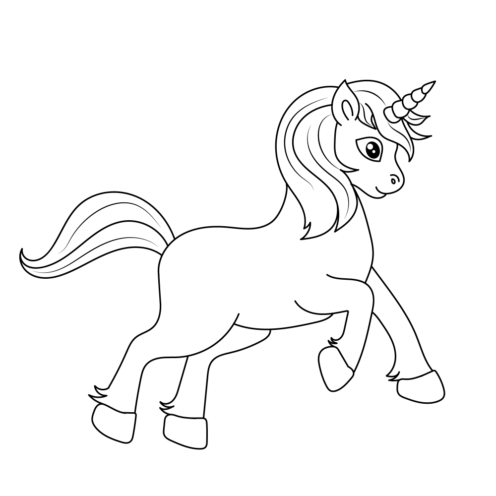Line art unicorn coloring 4