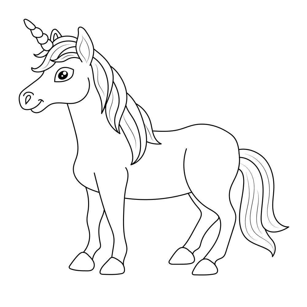 Line art unicorn coloring 7