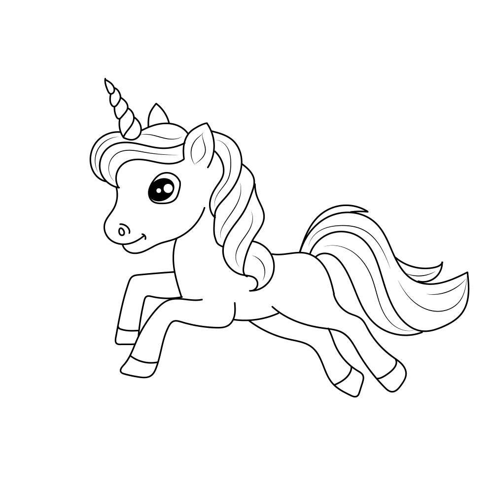 Line art unicorn coloring 8