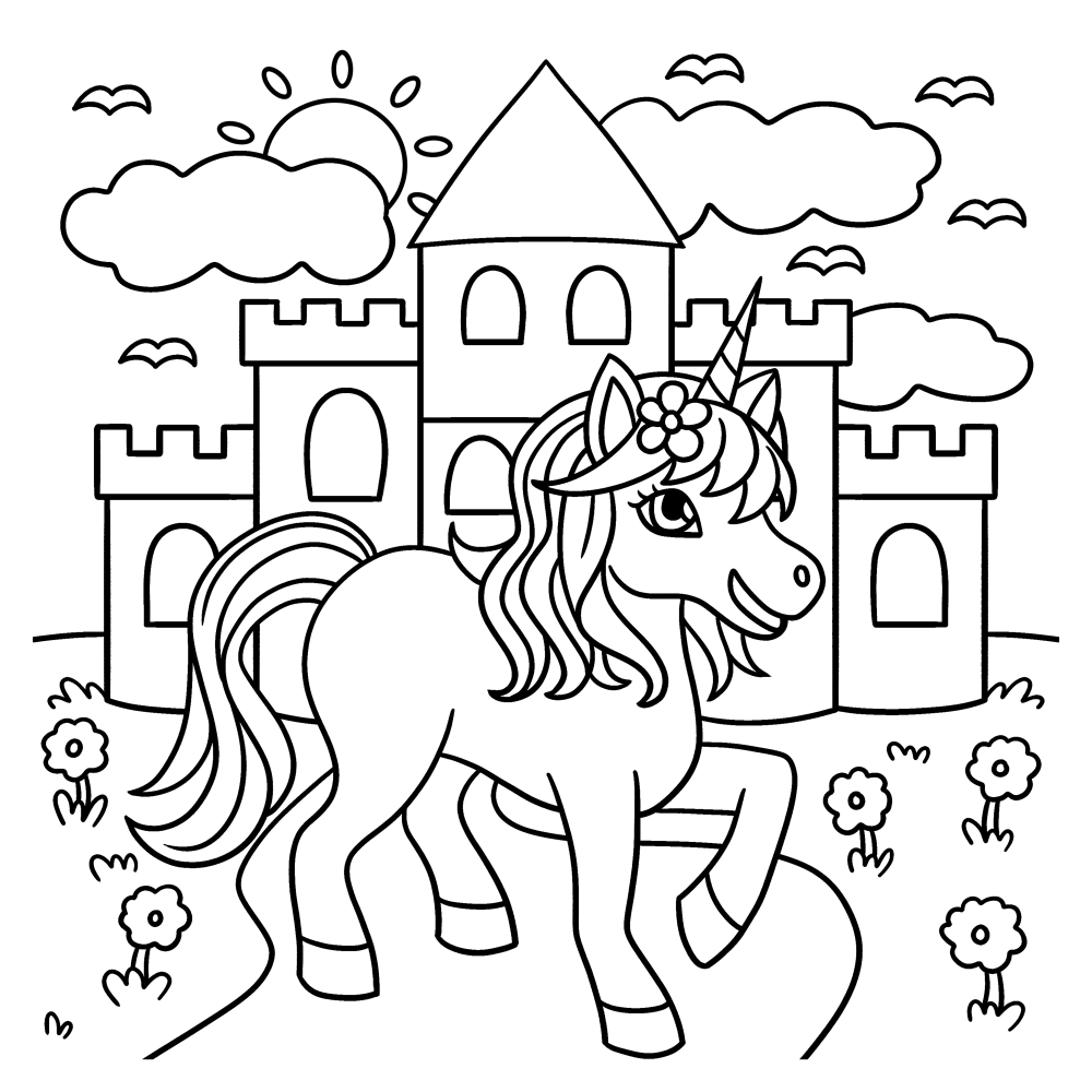 Unicorn castle coloring