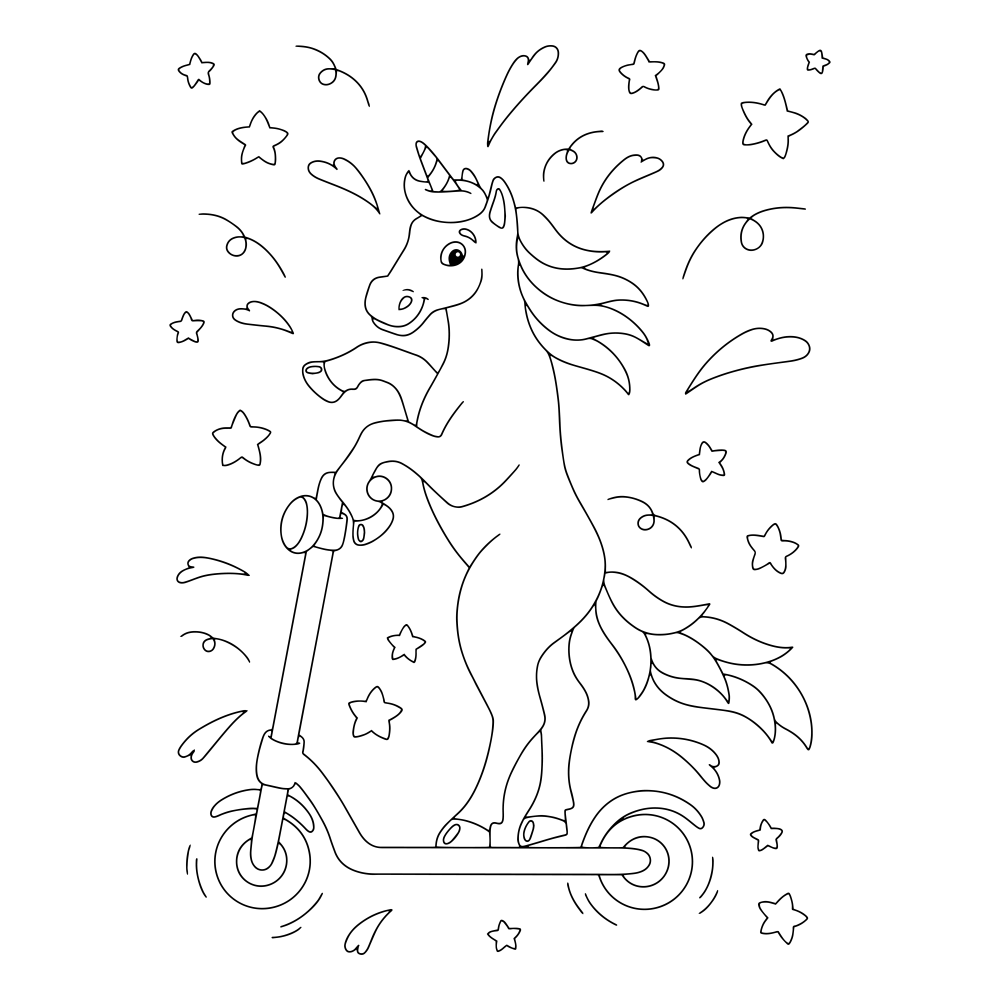 Unicorn driving scooter