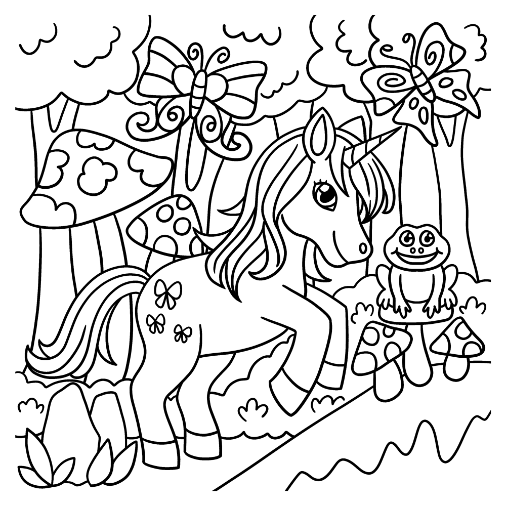 Unicorn in forest coloring