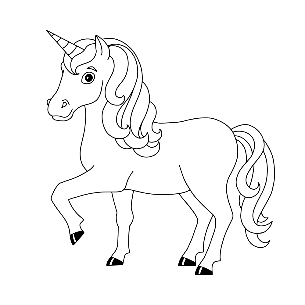 Unicorn sketch coloring page 4