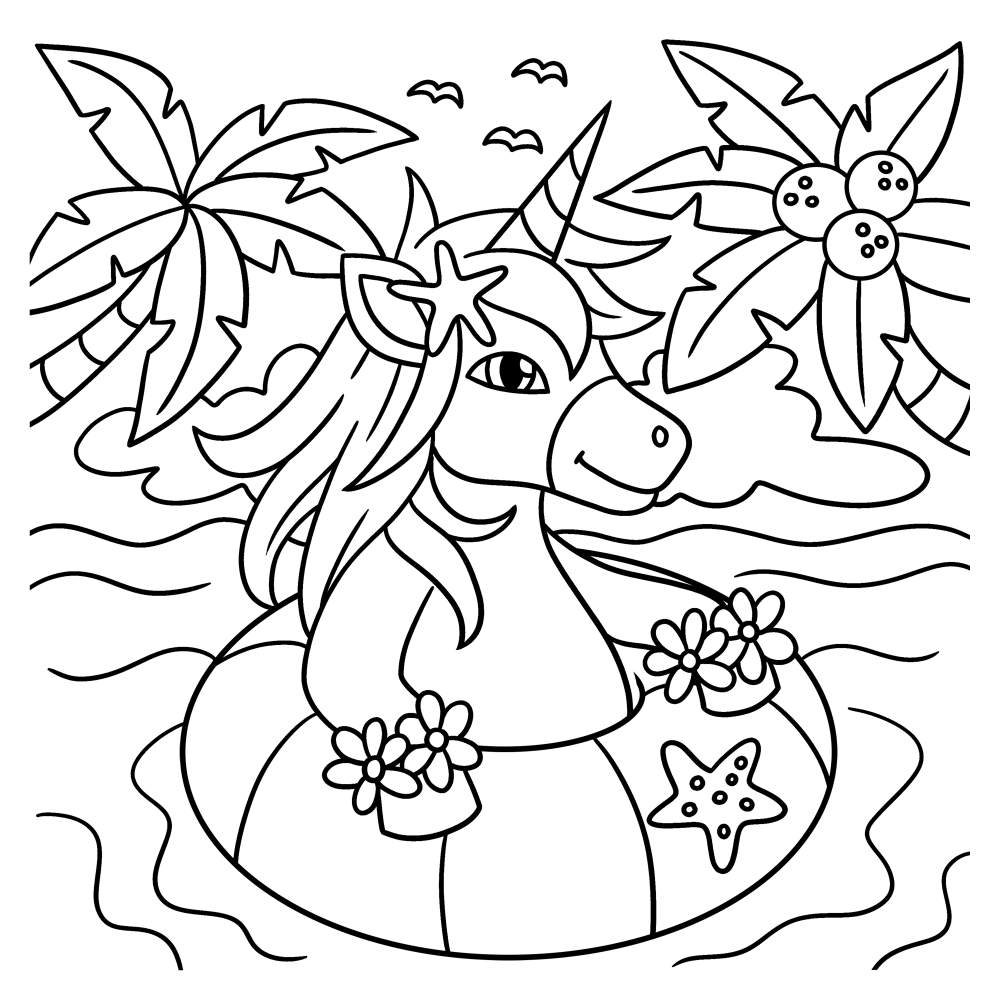 Unicorn swimming in ocean