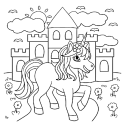 Unicorn castle coloring